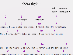 《One day》吉他譜_C調簡單和弦彈唱譜
